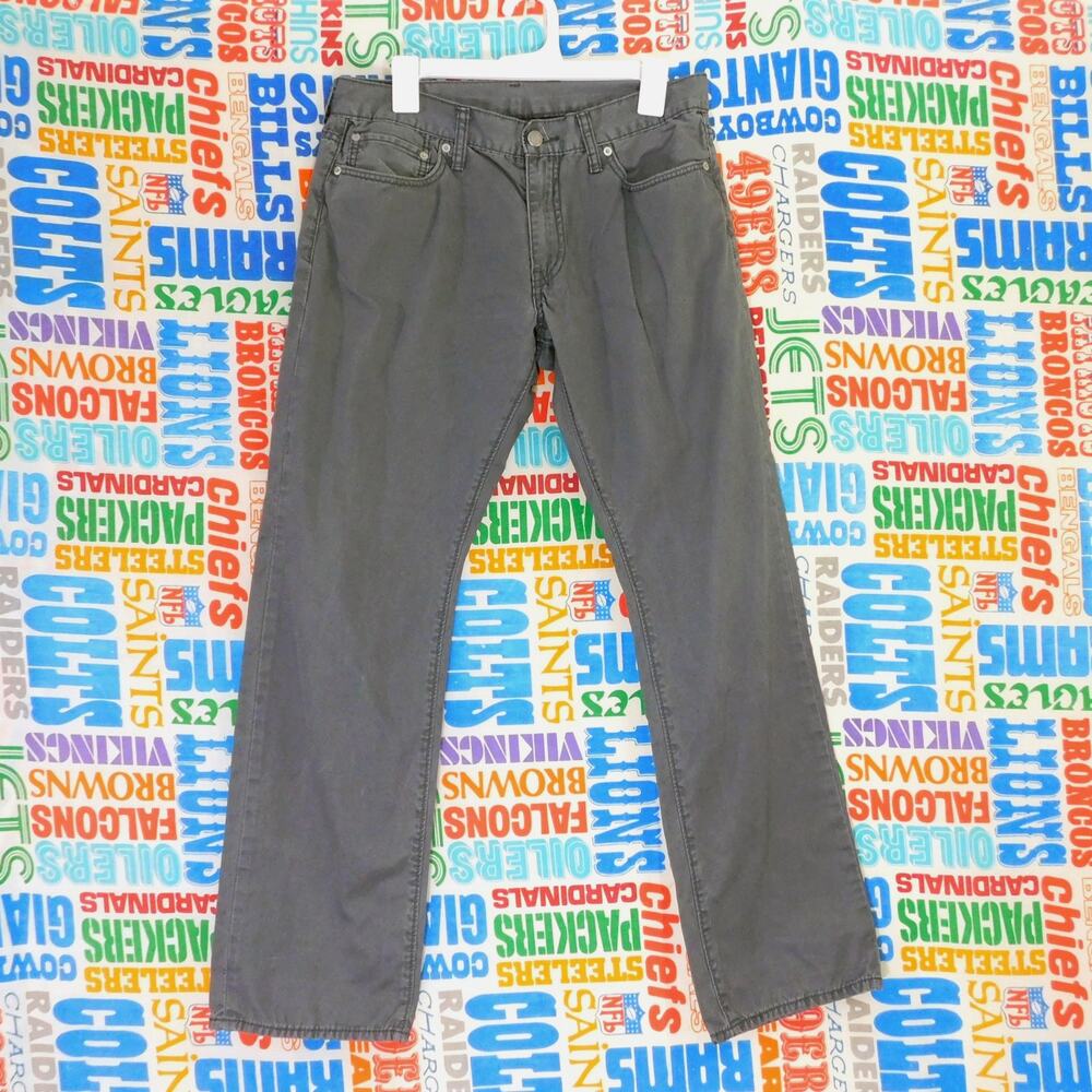 Levis 514 Straight Fit Chino Pants Mens 34x32 Gray Red Tab Trousers